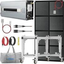 GIANDEL 1200W 12V ne tinkle saulės energijos sistemos inverterio sistemos rinkiniai: Sulankstomas akumuliatorių laikiklis + 1200W grynos sinusinės bangos inverteris su 20A saulės valdikliu + 150W saulės kolektorius + laikymo krepšys
