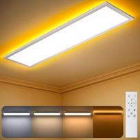 GIACOMO LED lubinis šviestuvas su reguliuojamu apšvietimu, 100 x 25 cm plokščias LED skydelis, lubinis šviestuvas su nuotolinio valdymo pultu, 36 W, 3600 lm, 3000–6500 K su naktine šviesa, 1800 K, 8 W, skirtas miegamajam, svetainei, virtuvei