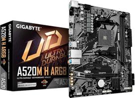 GIGABYTE A520M H ARGB pagrindinė plokštė – palaiko AMD Ryzen 5000 procesorius, iki 5100 MHz DDR4 (OC), PCIe 3.0 x4 M.2, 1GbE LAN, USB 3.2 Gen 1