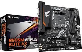 GIGABYTE B550M AORUS Elite AX pagrindinė plokštė – AMD Ryzen 5000 procesoriai, 5+3 fazių VRM, iki 4733 MHz DDR4, 1xPCIe 4.0 + 1xPCIe 3.0 M.2, „Wi-Fi 6E“, 1GbE LAN, USB 3.2 Gen 1