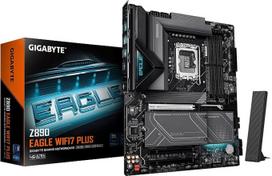 GIGABYTE Z890 Eagle WIFI7 Plus pagrindinė plokštė – palaiko „Intel Core Ultra“ (2-osios serijos) procesorius, 14+1+2 fazių VRM, iki 9466 MHz DDR5 (OC), 1×PCIe 5.0 + 3×PCIe 4.0, „Wi-Fi 7“, 2,5GbE LAN, USB 4