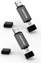 GIGASTONE 128GB dvigubas diskas (2 vnt.) Z40 USB 3.2 Gen 1, "2-in-1" A tipo ir C tipo, 100MB/s itin greitas, su apsauginiu dangteliu, "Plug & Play" išmaniesiems telefonams/PC/Mac/TV/automobiliams, suderinamas su USB 2.0/3.0/3.1