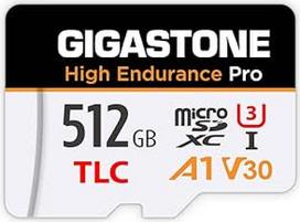 GIGASTONE 512GB "Micro SD" kortelė "High Endurance Pro" iki 140/120MB/s, suderinama su "Redtiger Rove Vivofo Vantrueeo Arifayz Dash Cam" UHS-I A1 V30 U3 TLC MicroSDXC