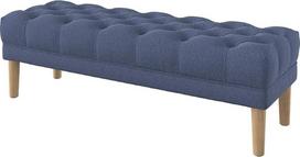 Giliai paminkštinta suolelė, taburetė / lovos taburetė, pufas, apvalios kojos, 140 cm pločio, „Nordic denim“ audinys (atstumiantis vandenį), mėlyna