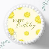 Gimtadienio torto viršelis "Citrina", vasaros fondantas gimtadieniui, geltonos spalvos, 20 cm skersmens Cukrinis paveikslėlis, nuotrauka tortams 3070G