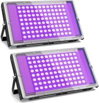 GKT 2 x 100 W LED ultravioletinė lempa, ultravioletinės šviesos prožektorius, IP66 atsparus vandeniui, ultravioletinės šviesos lempa su kištuku, tinka Helovinui, kūno dažymui, fluorescenciniams stulpams, vakarėlių dekoravimui, Kalėdoms