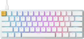 GLORIOUS GMMK (60 %) mechaninė klaviatūra, „Gateron Brown“ jungikliai, ANSI išdėstymas, balta spalva | „Hot-Swap“ jungiklių lizdai be litavimo, kiekvienam klavišui atskirai pritaikomas RGB apšvietimas, „Doubleshot“ klavišų dangteliai, modulinė konstrukcij