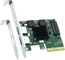 GLOTRENDS U3142A 2 prievadų 10Gb USB 3.1 Gen2 Type-A to PCIE X4 išplėtimo plokštė su ASM 3142 lustu, įprastu žemo profilio laikikliu