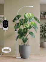 GLOWRIUM auginimo lempos kambariniams augalams, 20 W viso spektro LED auginimo lempa su stovu, reguliuojamo aukščio ir kampo, juoda augalų šviesa su 3/9/12H auginimo šviesos laikmačiu (balta, 20 W)