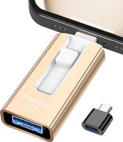GNASEET USB atmintinė 256GB, 4-in-1 nuotraukų atsarginės kopijos USB 3.0 atmintinė, auksinė