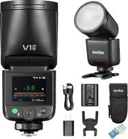 GODOX V1 Mid N V1Mid N fotoaparato blykstė, 55 Ws TTL greitaeigė blykstė su apvaliu gaubtu, 2,4 GHz TTL 1/8000 HSS, 24 mm optika, 7,2 V/2200 mAh ličio baterija, spalvotas jutiklinis ekranas, kelioninis blykstė, suderinamas | 55 Ws apvalios galvutės blykst