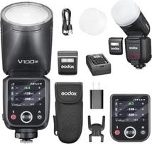 GODOX V100N V100-N 100 W apvali galvutė su jutikliniu ekranu, skirta "Nikon", 2.4G belaidis ryšys su išorine blykste "Speedlite" ir visuotinio užrakto blykstės sinchronizavimu 1/80 000 s, integruotas ličio akumuliatorius
