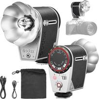 GODOX „lux Cadet Retro“ fotoaparato blykstė GN10, spalvų temperatūra 6200 K ± 300 K, automatinis ir rankinis blykstės režimai, 28 mm židinio nuotolis, su 1700 mAh baterija, suderinama su „Canon“, „Nikon“, „Sony“, „Fujifilm“ ir „Olympus“ fotoaparatais