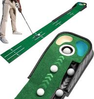 Golfo puttavimo kilimėlis, „Putting Green“ kilimėlis, golfo žaidimas patalpose su automatine kamuoliuko grąžinimo sistema ir 3 duobutėmis, namų treniruočių ir treniruočių pagalba vyrams skirtas puttavimo kilimėlis, golfo puttavimo kilimėlis, tinkamas biur
