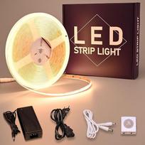 GOMING 24 V 10 m COB LED juosta su judesio jutiklio maitinimo šaltiniu Šiltai balta 3000 K LED juosta IP20 Ne vandeniui atspari LED juosta lipni laiptų vaikų kambario spintelės lovos lempos apšvietimas