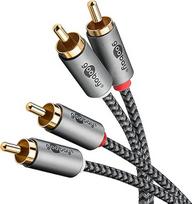 goobay 65293 Stereo RCA kabelis 2 m / 2 x RCA vyriškos lyties į 2 x RCA vyriškos lyties / RCA kabelis, skirtas "Blu Ray" stiprintuvui "HiFi Stereo/Gold-Plated Textile Audio Cable