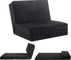 GOPLUS 3-in-1 sulankstoma sofa-lova, grindų sofa su miego funkcija, putų grindų čiužinys su nuimamu užvalkalu ir nugaros atrama, sofa-lova svetainei ir miegamajam (juoda)