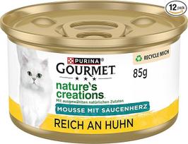 Gourmet Nature's Creations Mousse with Sauce Heart Šlapias kačių ėdalas su vištiena, 12 vnt. (12 x 85 g)