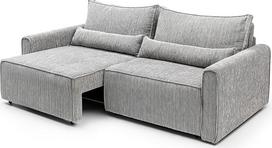 gowoll Sofa su miego funkcija, L formos sofa, velvetinis audinys, sofa-lova svetainei, kampinė sofa, relaksacinė sofa, 3-vietė (pilka)