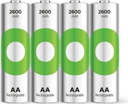 GP RECYKO AA tipo NiMH baterija, 2600 mAh, 1,2 V, 4 AA tipo baterijų rinkinys, labai mažas savaiminis išsikrovimas, iš anksto įkrauta, kad būtų galima naudoti iš karto