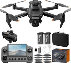 GPS dronas su 2K HD kamera, nuotolinio valdymo pultas su 5,1 colio ekranu, sulankstomas FPV kvadrokopteris pradedantiesiems, optinis padėties nustatymas, grįžimas vienu mygtuko paspaudimu, kliūčių išvengimas, 2 akumuliatoriai, „Follow Me“ funkcija