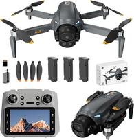 GPS dronas su 4,5 colio ekranu, GPS dronas su 4K „Ice“ kamera suaugusiems, bešepetėlis variklis, grįžimas į automobilį pagal GPS, 60 minučių skrydžio trukmė, 3 baterijos, automobilio sekimas, RC kvadkopteris pradedantiesiems