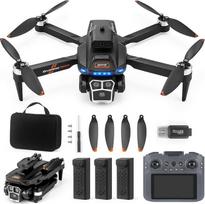 GPS dronas su HD 4K kamera, nuotoliniu būdu valdomas sulankstomas FPV dronas su tiesiogine transliacija per „Wi-Fi“, skirtas vaikams ir pradedantiesiems, 3 baterijos, bešepetis variklis, trajektorinis skrydis, kliūčių išvengimas, paleidimas ir nusileidima