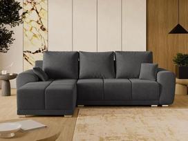 GRAINGOLD "Monti" kampinė sofa su miego ir lovos funkcija, 290 x 188 cm, L formos sofa, svetainės sofa-lova, veliūrinis audinys, 3 vietų kampinė sofa, kampinė sofa su daiktadėže (antracitas)