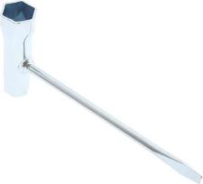 Grandininio pjūklo raktas, metalinis, matmenys 13 mm x 19 – grandininio pjūklo T-formos raktas, kištukinis raktas, atsuktuvas, įrankis
