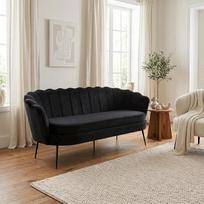 Graži 3-vietė sofa, skirta 3 žmonėms, velūrinė, juoda, 181 x 79 x 78 cm, 3-vietė minkšta sofa, trijų vietų svetainės sofa, šiuolaikiška skandinaviško stiliaus audinio sofa, poilsio sofa, svetainės baldai