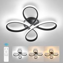 Gražus LED lubinis šviestuvas su šviesos reguliavimo funkcija, 40 W, 4500 lm, 40 cm, modernus juodas LED lubinis šviestuvas, gėlės formos, su nuotolinio valdymo pultu, skirtas miegamajam ir svetainei, šviesos reguliavimas 3000 K – 6500 K