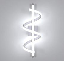 Gražus LED sieninis šviestuvas vidaus patalpoms, 42 cm, 26 W, 2925 LM, modernus spiralės formos sieninis šviestuvas iš aliuminio, dekoratyvinis sieninis šviestuvas miegamajam, svetainei, koridoriui, šaltai balta šviesa 6500 K, baltas | Dekoratyvinis spira