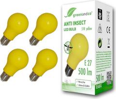 greenandco LED lemputė nuo vabzdžių, E27, 560-580 nm bangos ilgio, geltonos spalvos, netemdomos