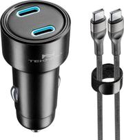 Greitasis įkroviklis 65 W – 2 jungtys: 1 x USB-C 20 W PD + 1 x USB-C 45 W PD – komplekte 1 m USB-C laidas – aktyvi LED lemputė – saugus įkrovimas automobilyje – tinka visiems išmaniesiems telefonams