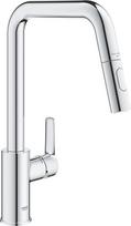 GROHE Start 30631000 virtuvės maišytuvas su 2 purkštimo tipais (virtuvės maišytuvas, ištraukiamas dušo antgalis, pasukamas 360°, vandens taupymas dėl reguliuojamo srauto ribotuvo, montavimas prie kriauklės be įrankių), chromuotas