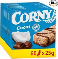 Grūdų batonėlis | Corny Classic Cocos | Su kokosais ir šokoladu | Kelių pakuočių pakuotė 60 x 25 g