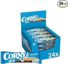 Grūdų batonėlis „Corny Big Cocos“ | Kokosas ir pieninis šokoladas | 24 x 50 g | Su vertingais grūdais, XXL dydžio batonėlis, puikiai tinka valgyti kelyje, mokykloje, biure, laisvalaikio metu ir kelionėse, praktiškai supakuotas atskirai