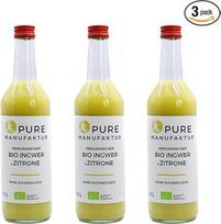 Grynas imbieras Aukštos kokybės ekologiškas Peru imbieras su citrina, be cukraus ir dirbtinių priedų, 100 % ekologiškas (DE-ÖKO-005), 3 x 500 ml