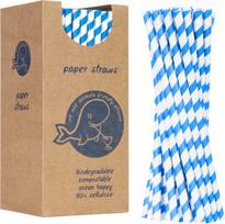 Gsg24 BIO ekologiški popieriniai šiaudeliai PAPIERINIAI šiaudeliai 8/205 mm storio - balti ir mėlyni 160 vnt.