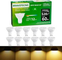 GU10 LED lemputė su reguliuojamu šviesos stiprumu, 2,9 W, 3000 K šilta balta šviesa, 36° spinduliavimo kampas, atitinka 50 W galios lempą, GU10 lemputės prožektoriams, 12 vnt. pakuotė