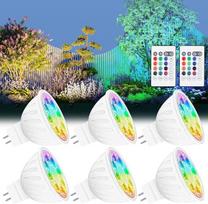 GU5.3 LED 12V Kalėdoms ir Naujiesiems metams, GU5.3 LED lemputės, keičiančios spalvą ir išnykstančios, RGB + balta 2700K-6000K, 5W 35W ekvivalentas, MR16 LED lemputės, nuotolinis valdymas, 6 vnt.