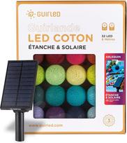 GuirLED - Lauko girlianda su šviesos kamuoliais LED guinguette - atspari vandeniui IP55 - labai efektyvus saulės kolektorius - automatinis įjungimas / išjungimas - 32 kamuoliai 6 m - arlekinas