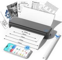GuKKK mobilusis A4 formato spausdintuvas kelionėms, biurui, mokyklai - "Bluetooth" terminis spausdintuvas su tatuiruotės funkcija - palaiko terminį popierių 210 x 297 mm - suderinamas su "iOS" ir "Android