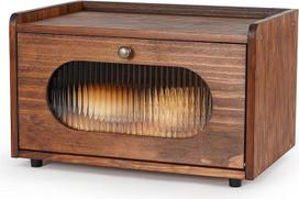 GUUSII HOME Bread Bin Medinė duonos dėžutė Virtuvės skaitiklis Duonos laikymo dėžutė Pušies medienos duonos laikymo dėžutė Virtuvės duonos konteineris Duonos laikymo dėžutė su magnetinėmis akrilinėmis durimis Duonos dėžutės dėžutė 36,5 x 23,5 x 22 cm