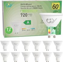 GY GU10 LED Cool White lemputė 4 W 720 liumenų 6500 K Cool White lemputė, pakeičiama 60 W lemputė, spindulio kampas 110°, nestabdoma, energiją taupanti lemputė, 12 vnt.
