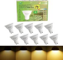 GY GU10 LED lemputė, 4,9 W, 780 liumenų, 3000 K šiltos baltos spalvos, keičiama 75 W halogenine lempa, šviesos kampas 120°, energiją taupanti lemputė, 10 vnt.