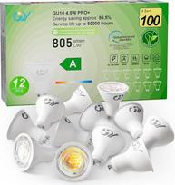 GY GU10 LED Cool White lemputė, 4,5 W, 6500 K, 805 liumenų, Cool White lemputės, pakeičia 100 W lemputes, 36° spindulio kampas, taškinis prožektorius, energiją taupanti GU10 nedegi reflektorinė lemputė, 12 vnt.