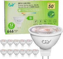 GY GU5.3 LED šiltos baltos spalvos lemputė, MR16, 3,8 W, 3000 K, 646 liumenų, šiltos baltos spalvos lemputės, pakeičia 50 W lemputes, 36° spinduliavimo kampo taškinis prožektorius, energiją taupančios, nereguliuojamo ryškumo atšvaito lemputės, 12 vnt. pak