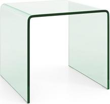 GYMAX stiklinis kavos staliukas, elegantiškas šoninis staliukas su užapvalintais kraštais ir neslystančiomis pagalvėlėmis, U formos stiklinis staliukas, kavos staliukas svetainei ir biurui (skaidrus + be ratukų)
