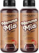 GymQueen Mamma Mia Zero padažas, 2 x 265 ml, mažo kaloringumo, be riebalų ir cukraus, skirtas patiekalams gardinti arba salotų padažui, vegetariškas, be laktozės, amerikietiškas BBQ